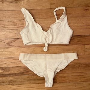 Frankie’s bikinis white ribbed bikini